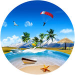 圆形海滩风景画