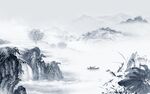 简约 山水背景墙画 TIf分层