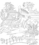 白描山水