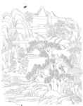 白描古建图 