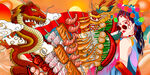 国潮串串香插画背景墙