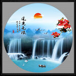 圆形山水风景画