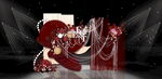 小众红色线帘婚礼效果图
