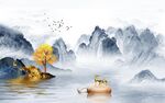 新中式山水背景墙