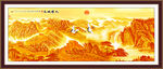 金色万里长城国画山水画