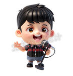卡通唱歌的小男孩立体版