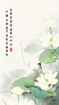 中国风禅意荷花玄关壁纸图