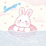 兔子夏天游泳插画