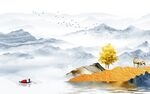 新中式山水背景墙