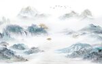 人气 高档客厅山水 tif分层