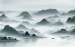 水墨山