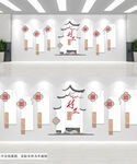 中式窗花村史村情文化墙