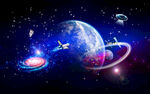 宇宙外太空星球梦幻银河星空背景