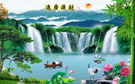 山水情江南风景画电视背景墙装饰
