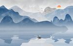 新中式手绘水墨山水画