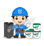 卡通防水工人矢量插图