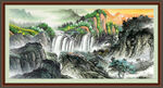 瀑布风水画