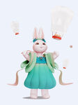 3D放天灯的仙女小兔子