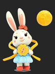 3D立体抱着月饼的小兔子