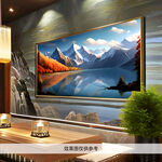 雪山油画