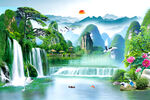 瀑布风景画