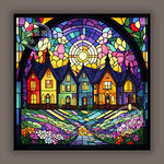 教堂蒂凡尼彩晶彩绘玻璃艺术图案