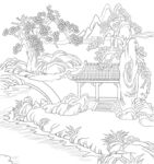 白描古建图
