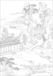 白描古建图 
