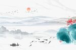 荷花山水画