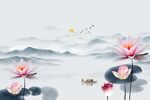 荷花山水