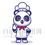可爱卡通熊猫厨师