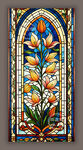 教堂蒂凡尼彩晶彩绘百合玻璃图案