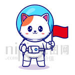 可爱卡通宇航员小猫咪