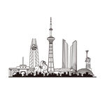 南京地标建筑江苏南京城市剪影