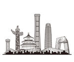 北京地标建筑剪影