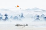 中式山水流水生财