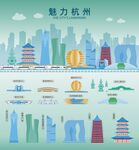 杭州地标建筑剪影