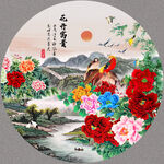牡丹花鸟画