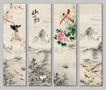 花鸟四条屏