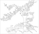 白描花瓶  