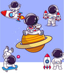身穿太空服小人的插画