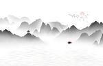 高清意境山水背景墙壁画