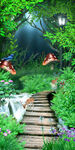 树林小桥流水风景画玄关