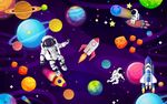卡通太空宇宙星球背景墙