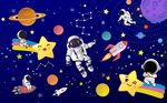 卡通太空星球宇宙背景墙图片