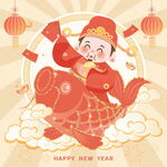 新年卡通财神形象设计