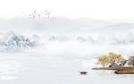 新中式山水背景墙