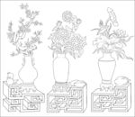 白描花瓶 