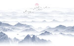现代山水沙发背景墙