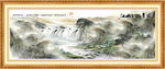 国画山水风景画瀑布玄关财源广进